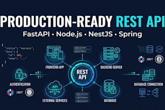 develop a production ready rest API using fastapi, nodejs, nest js, spring