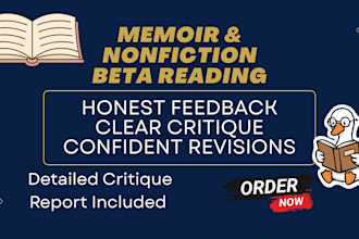 beta read your memoir, inspirational, narrative nonfiction manuscript