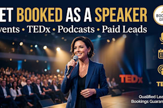 get you booked as a public speaker on events, tedx, podcasts with qualified list