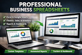 create professional excel business spreadsheets, trackers, and dashboards