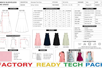 design dress sewing pattern women clothing tech pack and fashion design
