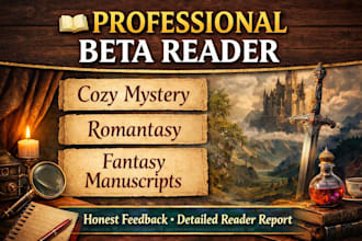 be your alpha beta reader for cozy mystery, romantasy, and friction manuscript