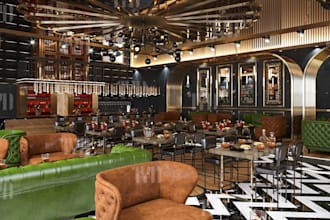 craft3d nightclub interior,dinning area render,cafe lounge design,open mic night
