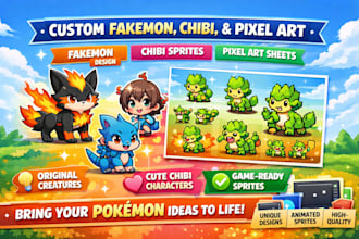 do pokemon fakemon card pokemon sprite sheet chibi art pixel character
