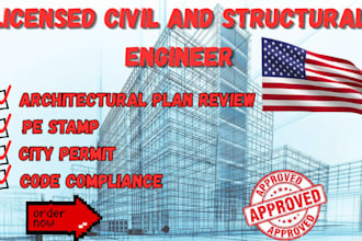 review and pe stamp, licensed civil and structural engineer in florida, arizona