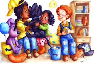 illustrate professional whimsical children book artwork