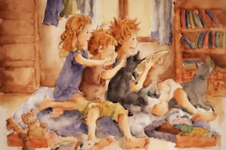 create professional educational children book illustrations