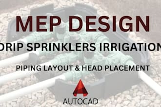 make mep,drip sprinklers irrigation plan, exterior piping layout valve placement
