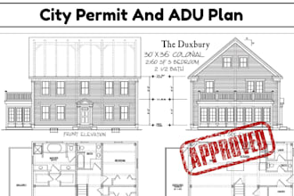 design site plan, adu permit plans and floor plan for city permit very fast