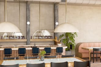 create photorealistic bar, cafe or restaurant interior rendering