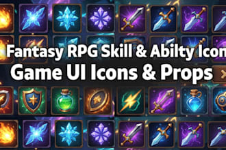 design fantasy rpg skill icon, ability icon, game UI icons and props