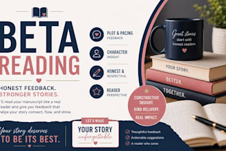 beta read your fiction, nonfiction ebook and give beta reader feedback