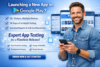 supply 12 tester to participate in google play closed testing for 14 days