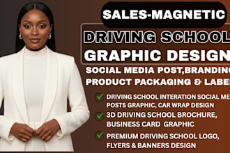 premium driving school flyer, social media graphic, brochure, banner design logo
