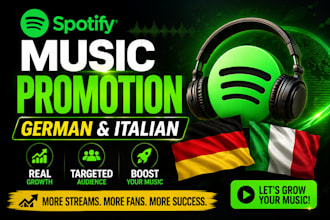 do spotify music promotion, german music promotion and italian music