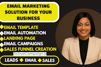 build klaviyo email marketing automations, activecampaign funnels, and landing