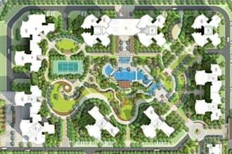 design 2d site plan, 3d landscape rendering, farm, backyard, rv, resort, parking