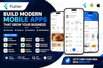 build professional flutter mobile app with backend api