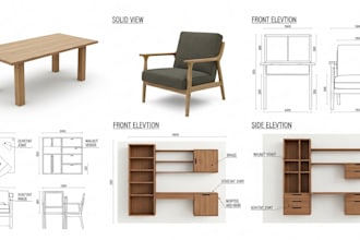 design custom furniture with detailed technical drawings and plans