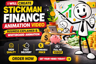 create stickman finance video, business explainer, whiteboard animation