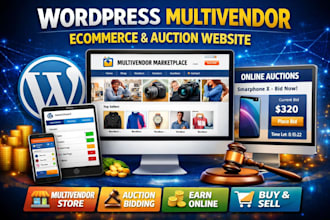 build wordpress multivendor webshop ecommerce auction bidding website