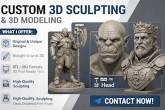 sculpt 3d head bust, statues, bust model, 3d face model for 3d printing