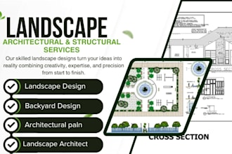 architect landscape 2d site plan planting plan material list as garden designer