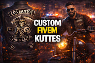 create custom fivem kuttes, biker vests and gta rp clothing