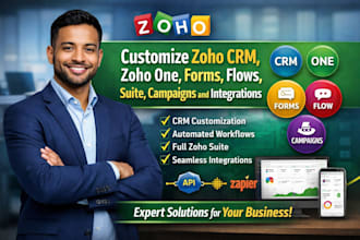 customize zoho CRM, zoho one, forms, flows, suite, campaigns and integrations
