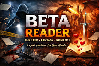 beta read your thriller fiction, and provide thorough feedback for manuscript