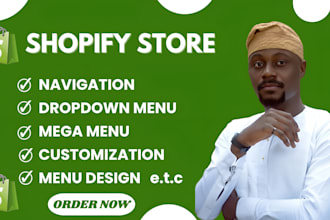 add mega menu, navigation and dropdown menu in your shopify store