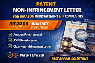 draft patent non infringement letter for amazon reinstatement and IP complaint
