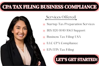 do CPA tax filing 1120 1040 1065 and llc itin business compliance registration