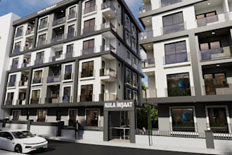 develop 3d residential community, housing development, apartment exterior render