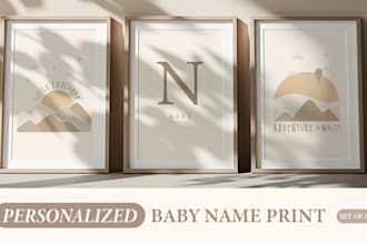 design a personalized baby name wall art set of 3