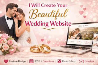 design a beautiful wedding website with rsvp and event details
