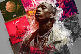 create music cover art, album cover art in surealis style