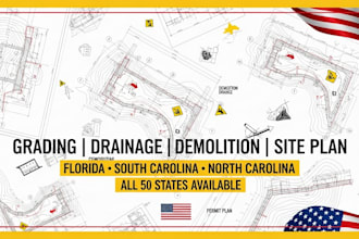 grading drainage demolition and site plan in florida south and north carolina
