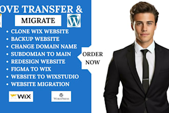 move, transfer, migrate wix to wordpress website bluehost hostinger ionos