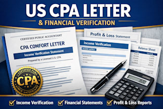 prepare US CPA letter and income verification with financial statements