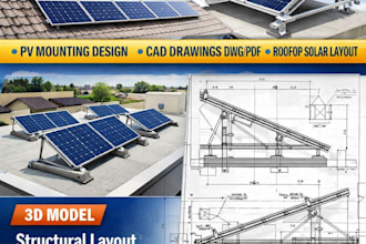 design solar mount structure rooftop solar cad panel mounting dwg
