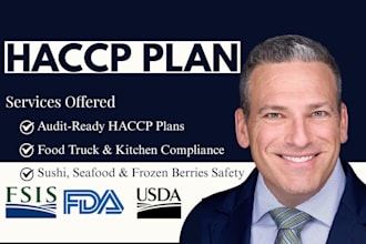 create audit ready haccp plan for sushi, frozen berries, food truck, seafoods