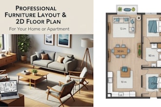 do a professional furniture layout and 2d floor plan for your home or apartment