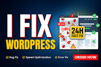 fix wordpress issues bug critical error, elementor pro, divi website expert help