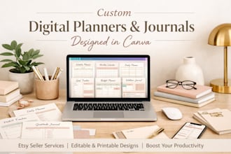 canva planner and journal design for esty seller and digital product creators