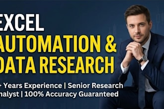 professional financial data research, excel automation, and data cleaning