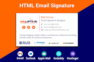 create email signature for gmail, outlook, apple mail, godaddy, hostinger