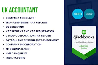 professional UK accountant xero and quickbooks bookkeeping, vat and payroll