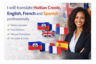 translate haitian créole spanish french and english profes
