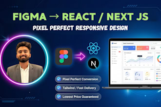convert figma, xd, or PSD to react or next js pixel perfect